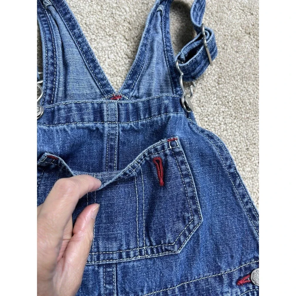 VTG 80s‎ 90s OSHKOSH B'GOSH Denim Overalls Vestbak Toddler 4T Flower Embroidery